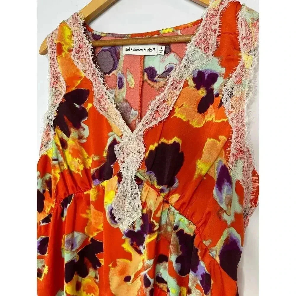 Rebecca Minkoff Floral Lace Trim sleeveless top size M NWOT - Picture 2 of 8